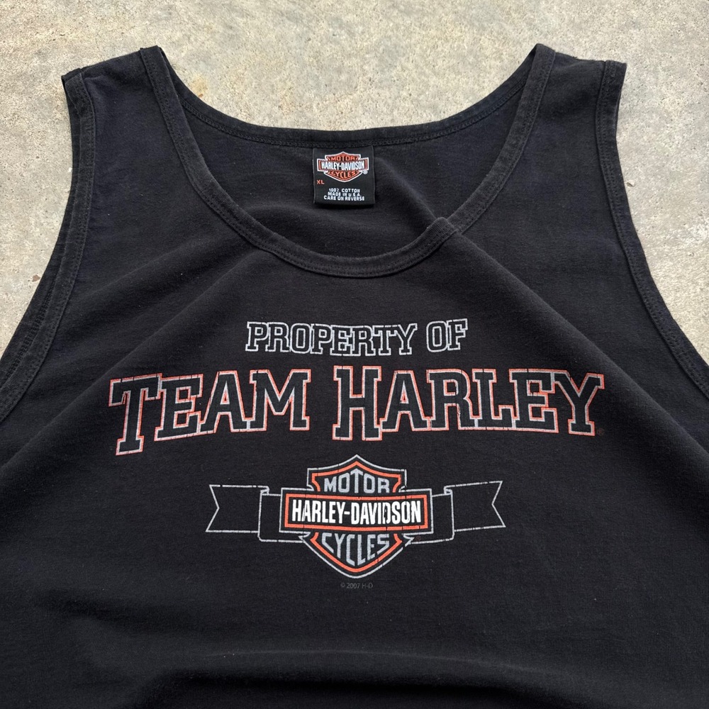 Vintage 90s Harley Davidson Tank Top Single Stitch Biker Black XL (i2)